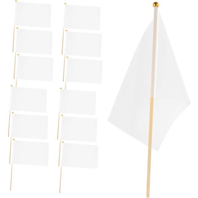 50pcs Hand Waving Flag White Blank Flag Sports Referee Flags Traffic Safety Flags
