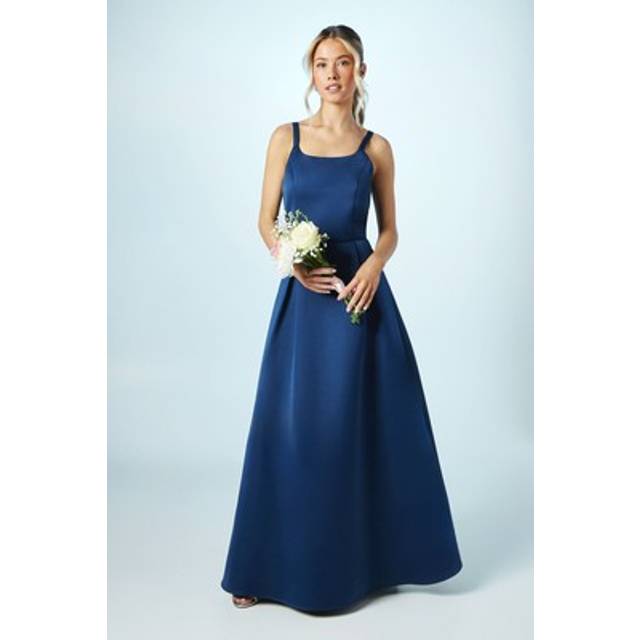 Teen Structured Satin Full Skirted Bridesmaids Dress - Navy - 12-13 Years
