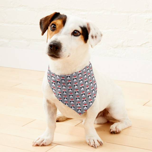 (Christmas Black and White Miniature Bull Terrier=2331) 2-in-1 Pet Bandana Collar with Quick Release Buckle & D-Ring Adjustable Cat Scarf for Large/XL