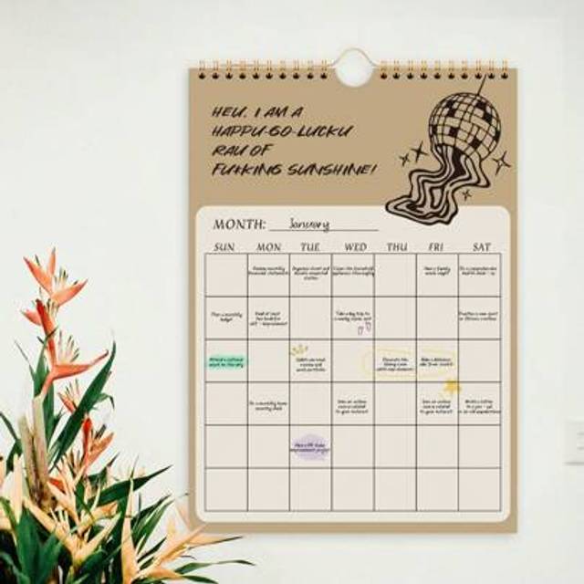SHEIN 1pc 2025 Undated Monthly Daily Wall Calendar,Wall-Mounted Calendar For Home Or Office Use,Time Manager,Home School Office Organizer,Habit Tracker,Suit