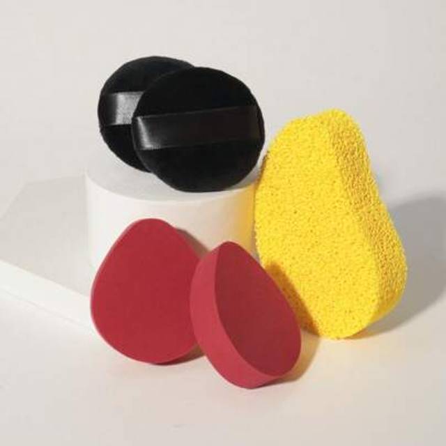 SHEIN 5pcs/Set Reusable Makeup Sponges, Wet & Dry Use, Non-Latex, Washable Makeup Applicators Suitable For Powder, Liquid, Setting Makeup, Soft Texture, Mak