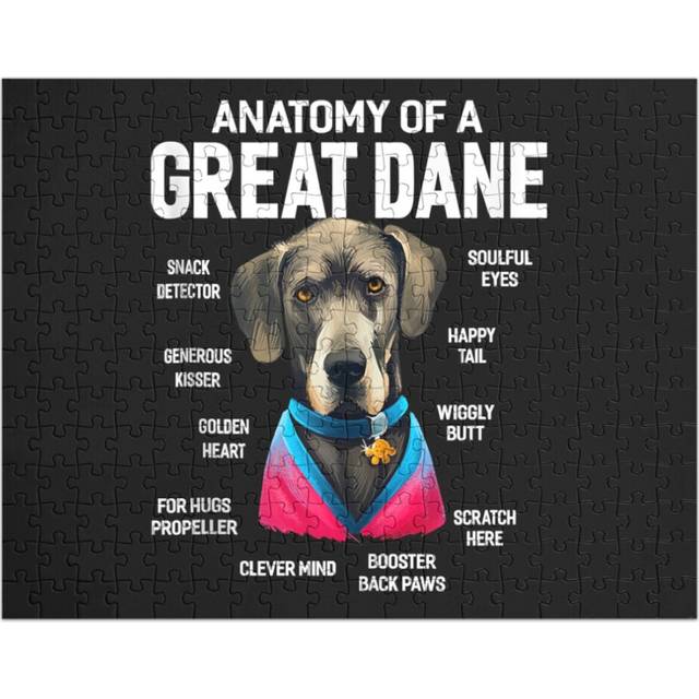 (Dogs 365 Anatomy of a GreatÂDane Dog Funny Gift Tank Top=6460) Jigsaw Puzzle Wooden 300-Piece for Adults Kids Seniors- Home Decor Family Activity Ga