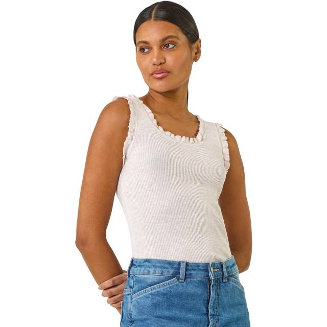 Roman Light Pink Fluted Detail Knitted Vest - Size 10