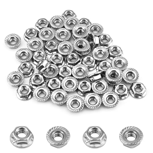 55 Pack M6 Serrated Flange Hex Nuts, M6-1mm Hexagon Flange Nuts, Locknuts Replacement Nut for DIY Home Mechanism