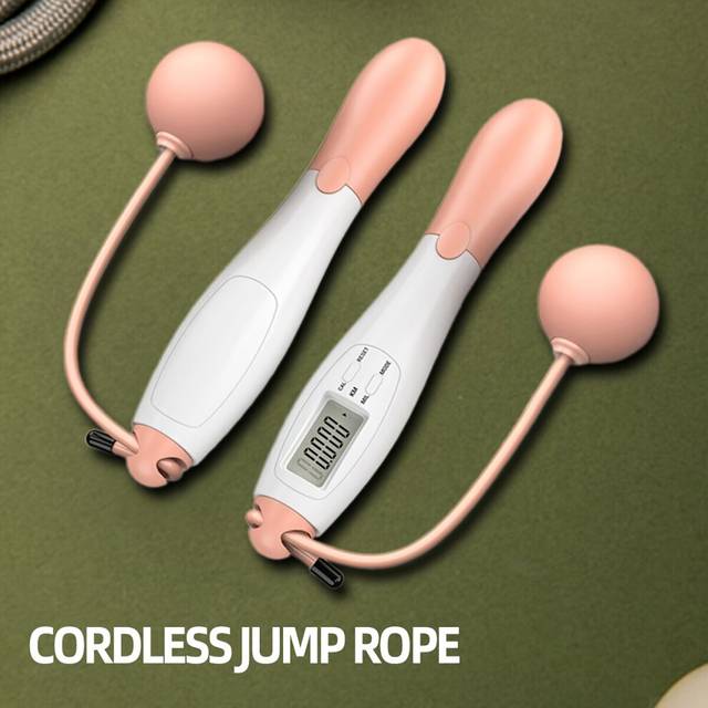 (Pink-white) Cordless Jump Rope with Smart Digital Counter â Wireless Jump Rope for Fitness, Exercise & Weight Loss