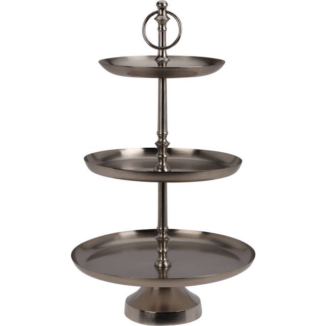 3 Layer Etagere Silver Iron Display Stand 50cm Tall Stylish Storage Decor