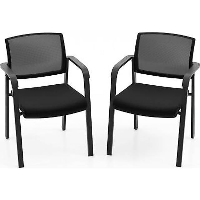 Set of 2 Meeting Waiting Room Office Chairs Stackable Office Guest Mesh Chairs