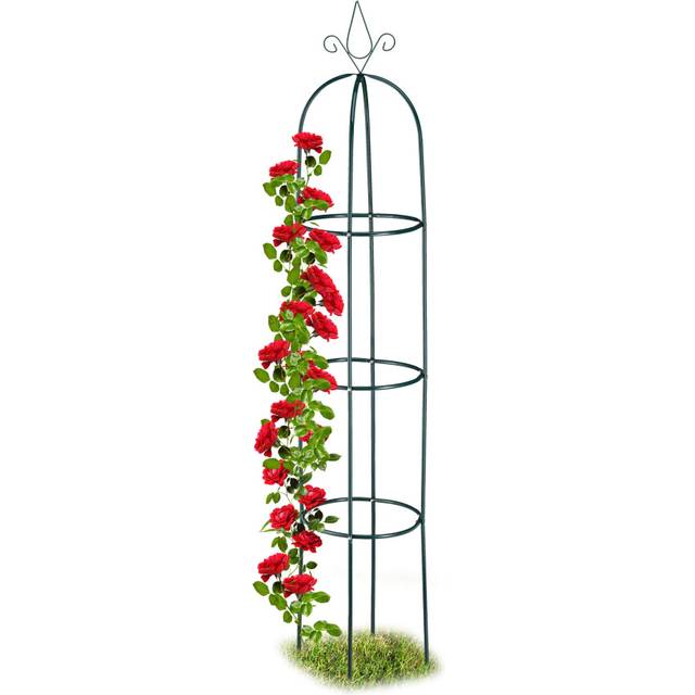 Relaxdays Growth Support, Freestanding Trellis for Wine & Tomatoes, XL Garden Obelisk, H: 200 cm, Dark Green