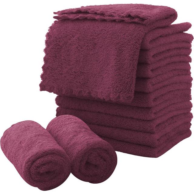 Microfiber Facial Cloths Fast Drying Washcloth 12 pack - Premium Soft Makeup Remover Cloths - Burgundy