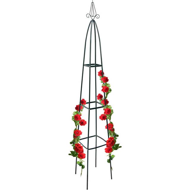 Relaxdays Obelisk Climbing Plant Support Garden Trellis 200cm, Green