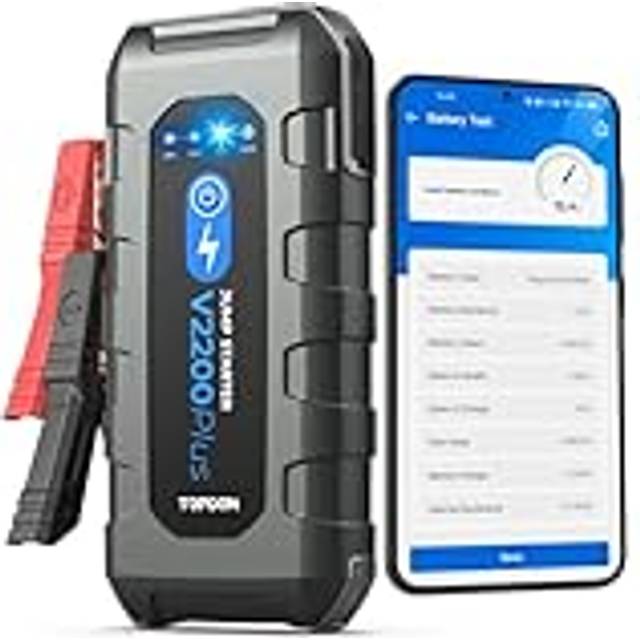 TOPDON V2200 Plus Car Jump Starter and Battery Tester 2-in-1 2200A Battery Booster Power Pack for Up to 8L Gas/6L Diesel Engines 12V Jump Starter