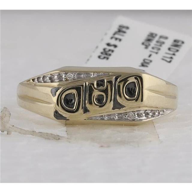 GND 7028 0.01 CTW 10KT Yellow Gold Mens Round Diamond Dad Father Band Ring, Size 10