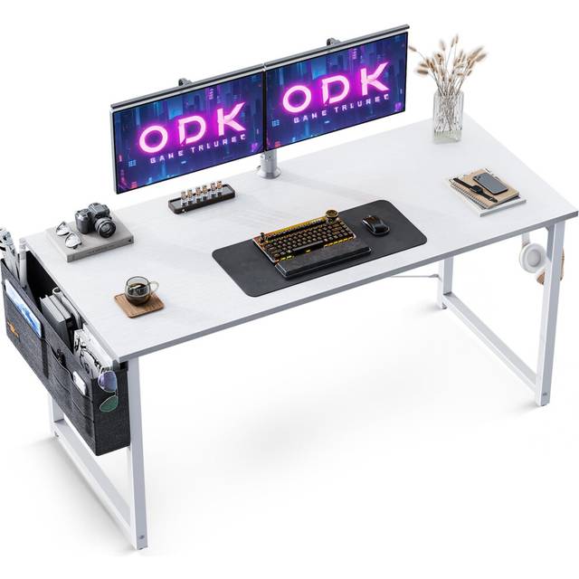 ODK Computer Desk 120 x 48 cm, Small Office Desk for Home Office with Storage Bag, Writing Study Desk for Small Spaces, PC Desks and Workstations,