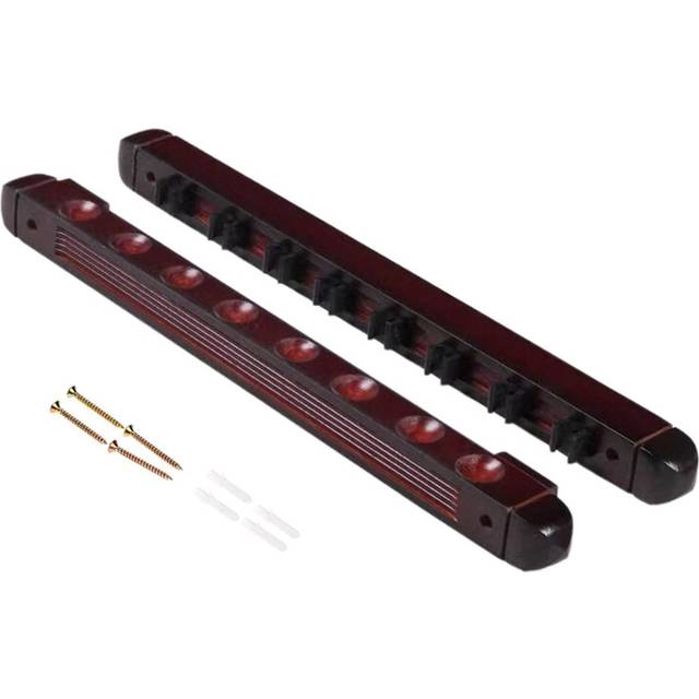 Pool Cue Holder Wooden Snooker Wall with Clips for 8 Holders Wine Red