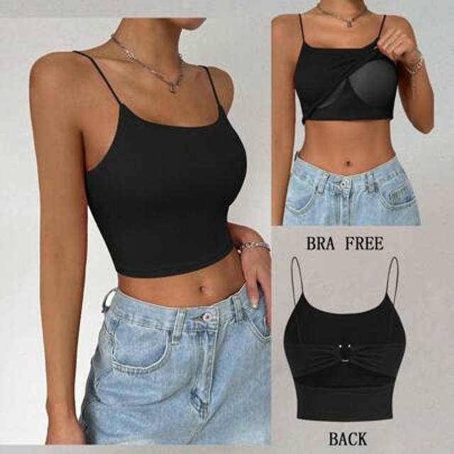 SHEIN Backless Metal Buckle Padded Camisole Crop Top