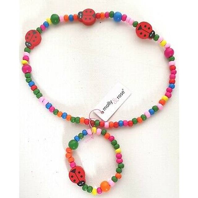 Children's Ladybird Beaded Necklace and Bracelet Set - Girls Party Bag Fillers