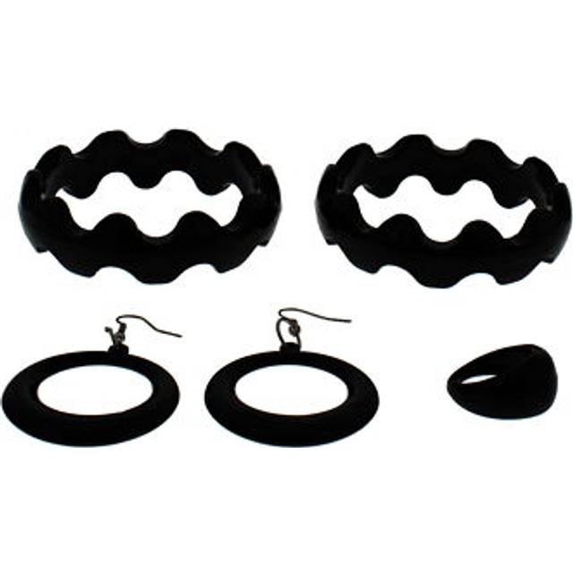 Zac's alter ego bright plastic jewellery set - crinkle bangles, earrings & ring
