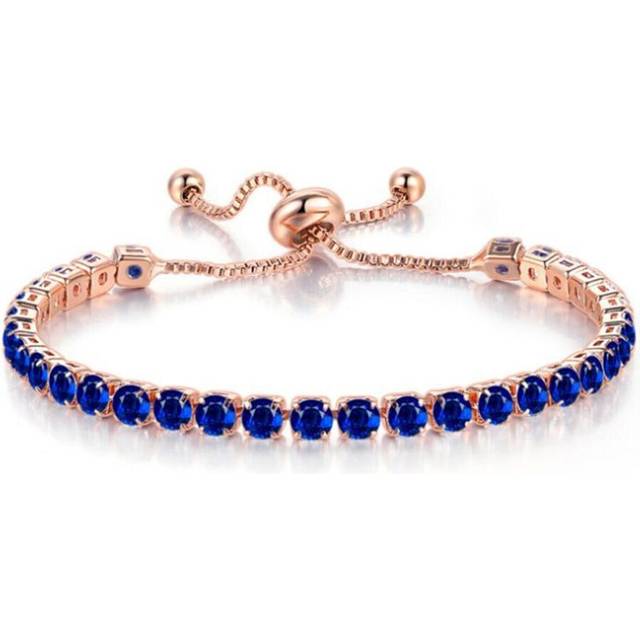 (blue) Cubic Zirconia Bracelet Bangle Beads Adjustable Handmade Charm Bracelets Women Fashion Jewelry Gifts