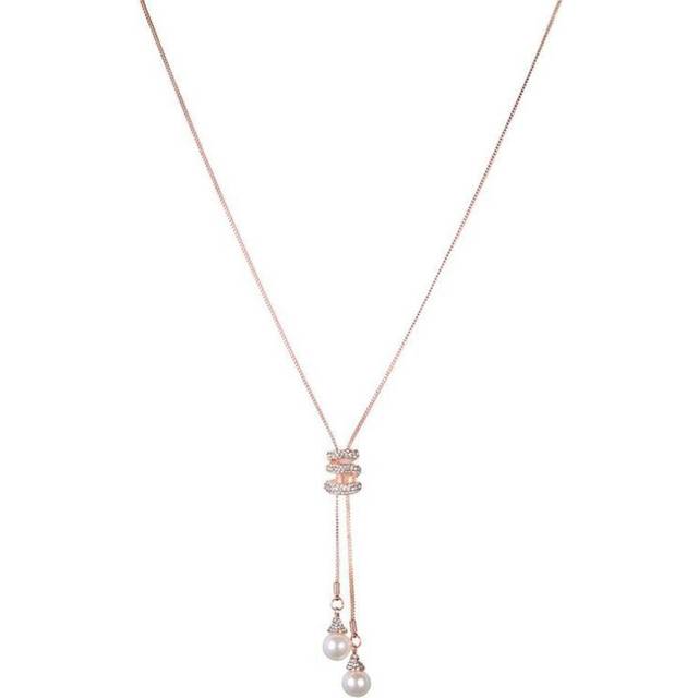 (gold) Pearl Crystal Long Sweater Chain Circles Necklace Vintage Accessary Crystal Collares Jewlery