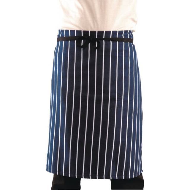 A647 Whites Butchers Waist Apron with Blue and White Stripe