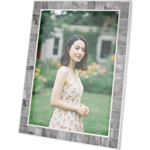 Beautiful Grey Mother of Pearl 5 x 7 Picture Frame with Nickel Trim - One Size