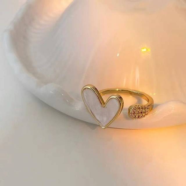 (as the picture) Love Ring Women's Temperament Heart Shape Geometry Open Index Finger Ring