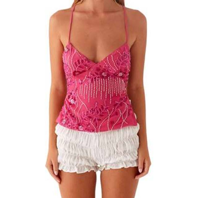 SHEIN Women Camisole, Sleeveless Tops V-Neck Backless Flower Summer Vest For Party Club