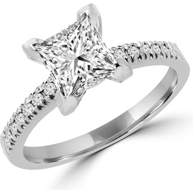 Majesty Diamonds MD160123-4.25 1.63 CTW Multi-Stone Princess Cut Diamond Engagement Ring in 14K White Gold, Size 4.25