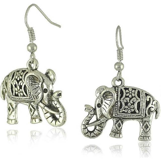 (98, One size) Heyone Handmade Boho Retro Lucky Elephants Drop Dangle Earrings Ancient Silver Animals Statement Earrings Jewelry for Women Girls
