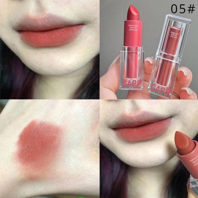 (05) 6 Colors Matte Lipstick Waterproof Velvet Lipstick Sexy Red Brown Nude Pigments Long Lasting Lip Gloss Lip Makeup