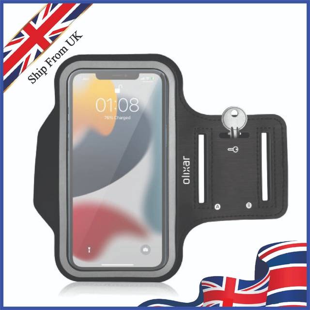 Iphone 14 running armband olixar black - secure fitness phone holder