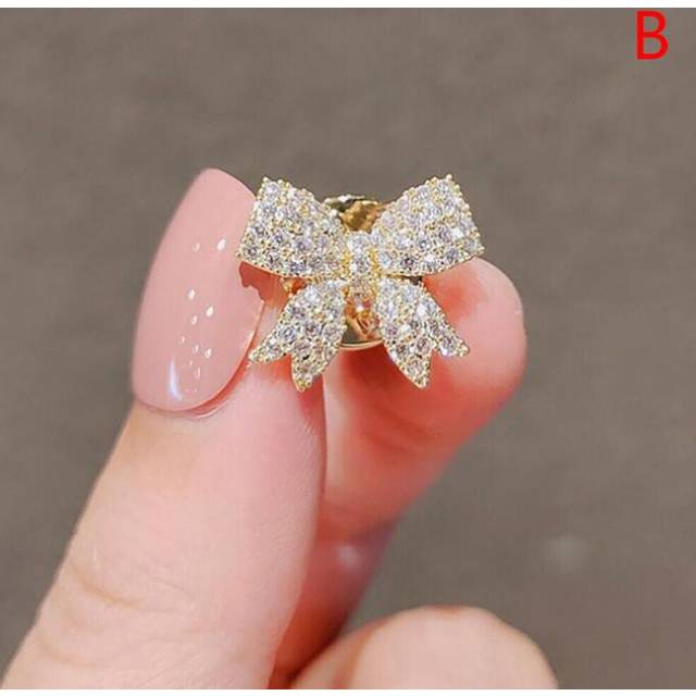 (1.7x1.5cm) Bowknot Sunflower Rhinestone Crystal Brooch Wedding Dress Up Bouquet Corsage