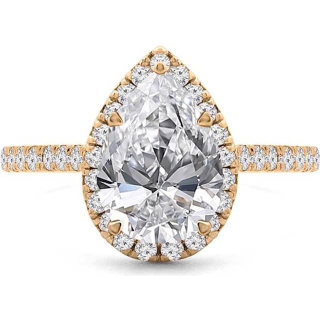 Majesty Diamonds MD240077-P 1.5 CTW Pear Diamond Pear Halo Engagement Ring with Accents in 14K Yellow Gold - Size 4 to 9