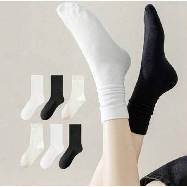 SHEIN 1/4/6 Pairs Ladies Comfortable Soft Solid Color Over-The-Knee Socks, Simple & Versatile, Loose Top