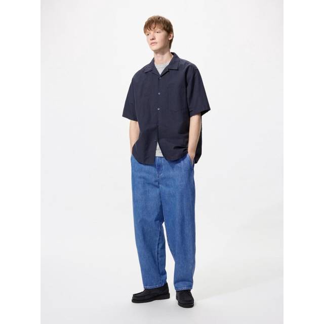 (65 BLUE/XL) Uniqlo Japan Wide Tapered Jeans