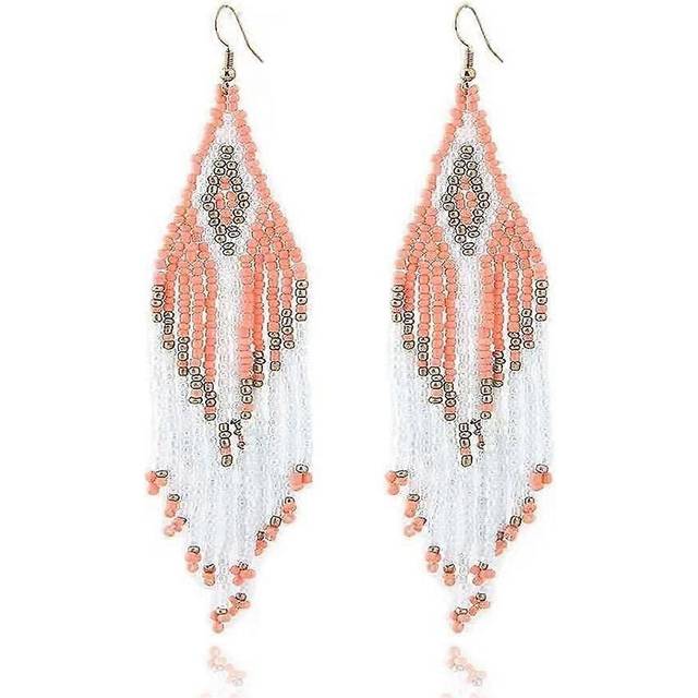(As show, One size) Tassel Earrings for Women Boho Indian Earrings Handmade Seed Beaded Earrings for Teen Girls Statement Long Fringe Earrings Native