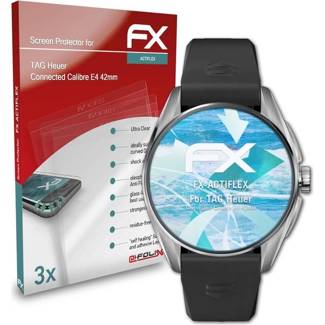 3x protective film for tag heuer connected calibre e4 42mm clear&flexible