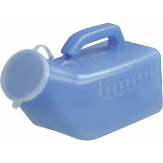 Male Portable Urinal with Lid - Reusable - Easy to Clean - 1 Litre - Blue