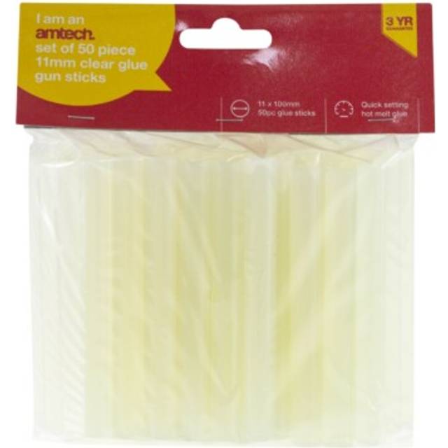 Amtech 11mm X 100mm Glue Gun Sticks (50 Pack) - Transparent