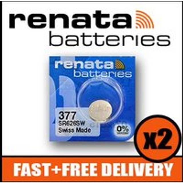 Bundle of 2 x Renata 377 Watch Battery 1.55v SR626SW + Quzo Belgian Chocolate - Official Renata Watch Batteries