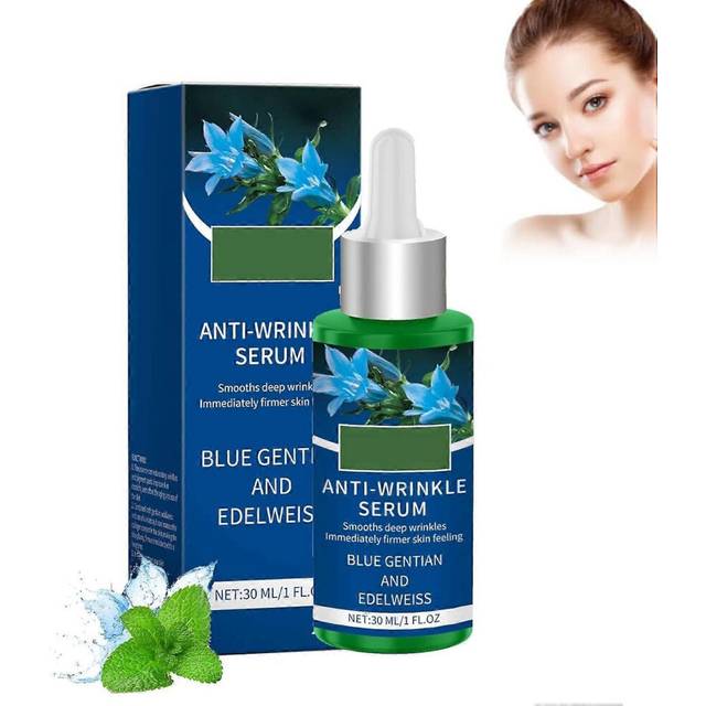 (1pc) Organic Anti-Wrinkle Serum Blue Gentian & Edelweiss Natural Anti-Ageing Face Serum, Reduces Deep Wrinkles Tightens Skin