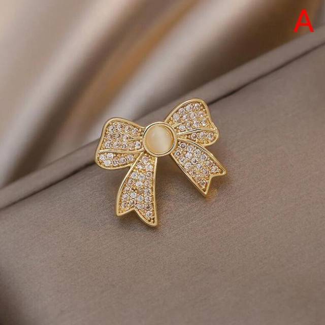 (2x1.7cm) Bowknot Sunflower Rhinestone Crystal Brooch Wedding Dress Up Bouquet Corsage