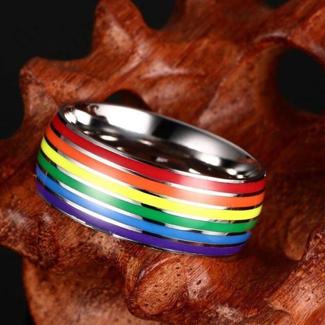 (11) Six-Color Ring Fashion Women and Man Rainbow Trend Jewelry