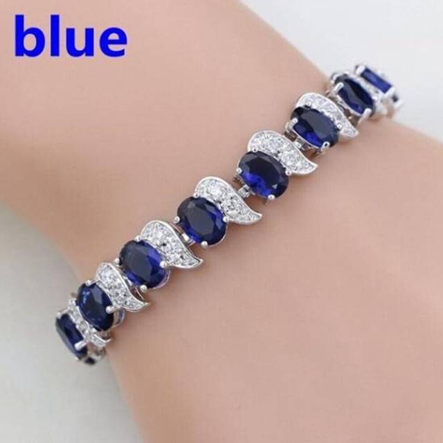 (blue) Casual Mystic Sky Blue Cubic Zirconia White Cubic Zirconia Charm Bracelets For Women Fashion Bracelet