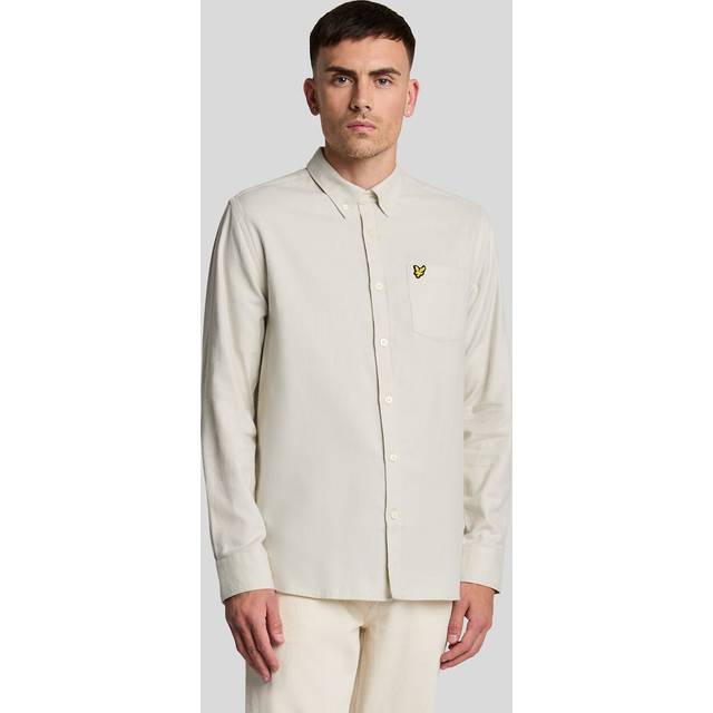 Lyle And Scott Men's Plain Flannel Shirt - Cream - Size: 40/Regular