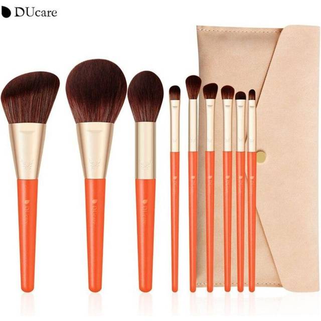 (as the picture, BB0912- (9Pcs Brush)) Ducare Makeup Brushes Set 9pcs With Makeup Bag,cosmetic Brush For Highlight Powder Foundation Blending Blush Ey