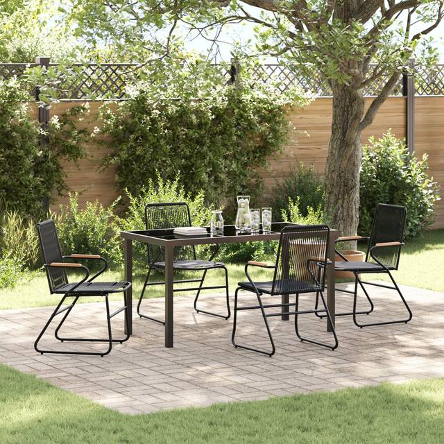 5 Piece Garden Dining Set Black pvc Rattan Vidaxl