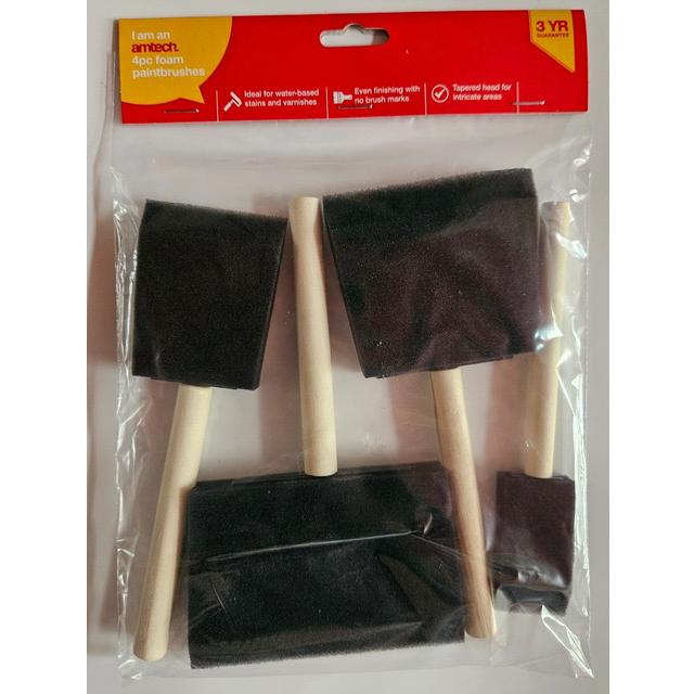 Amtech 4-Piece Poly Foam Brush Set