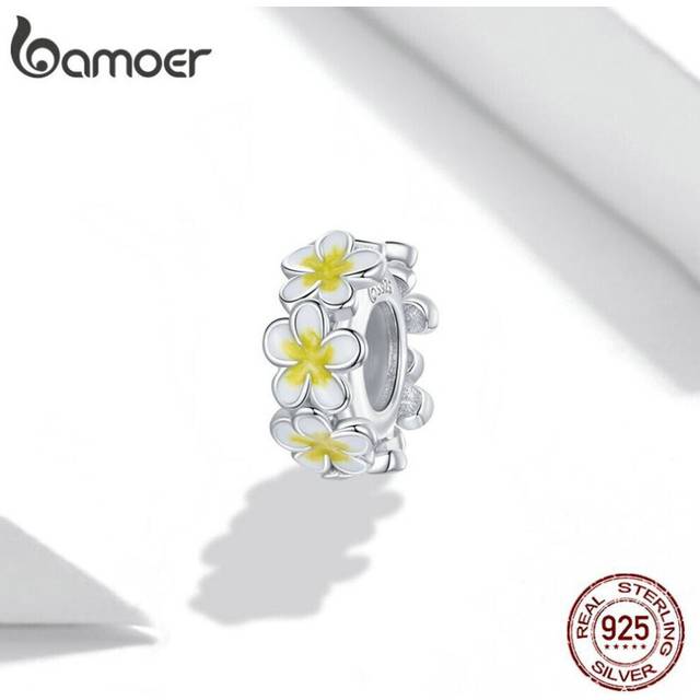(925 silver) Bamoer 925 Sterling Silver Delaicate Romantic Flowers Charm Bead For Original Bracelet Diy Women Jewelry