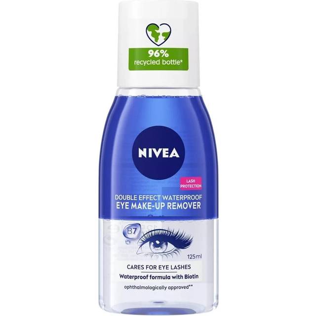 6 x bottle of nivea double effect waterproof eye make-up remover (125ml)